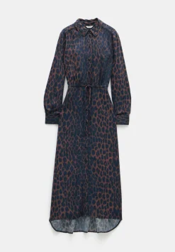 hush Dresses|Jeans|Rosey Midi Shirt Dress Brown & Black Leopard