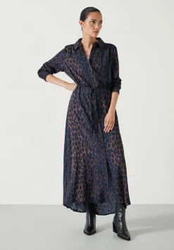 hush Dresses|Jeans|Rosey Midi Shirt Dress Brown & Black Leopard
