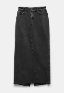 hush Skirts|Rylie Denim Maxi Skirt Washed Black