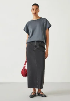 hush Skirts|Rylie Denim Maxi Skirt Washed Black