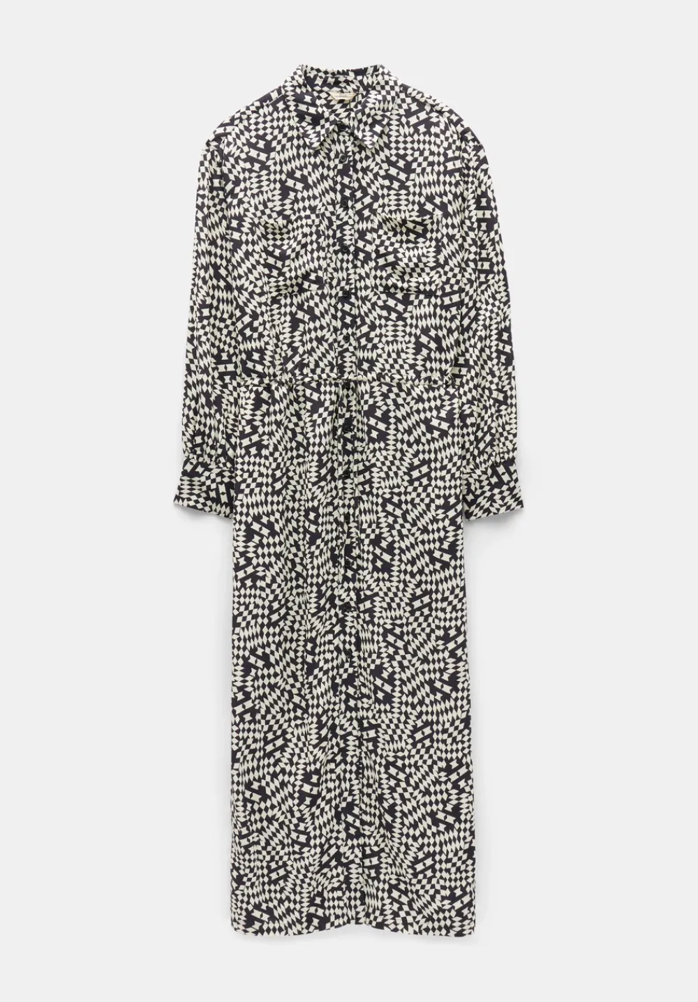 hush Dresses|Sabrina Relaxed Maxi Shirt Dress Mini Geo Black