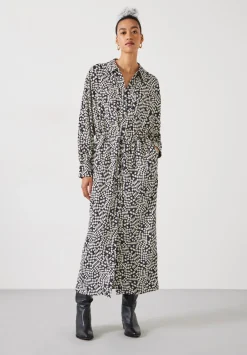 hush Dresses|Sabrina Relaxed Maxi Shirt Dress Mini Geo Black