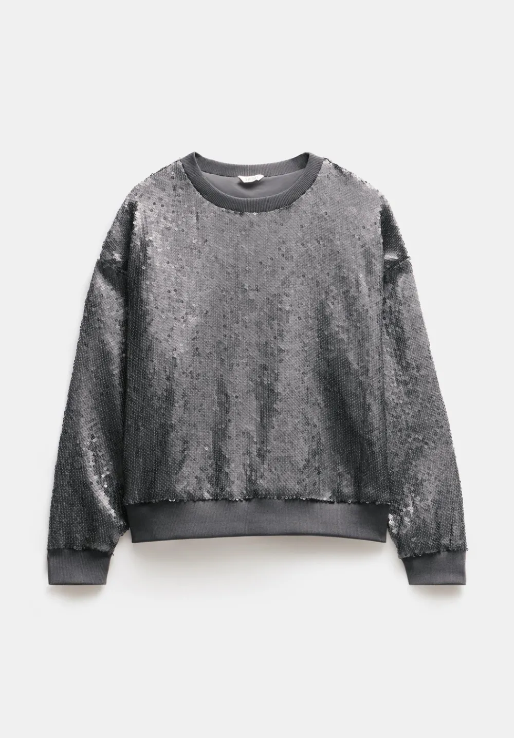 hush Sweatshirts & Hoodies|Sadie Sequin Sweatshirt Gunmetal Silver