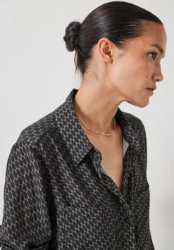 hush Shirts & Blouses|Sandra Printed Shirt Khaki Geometric Star Print
