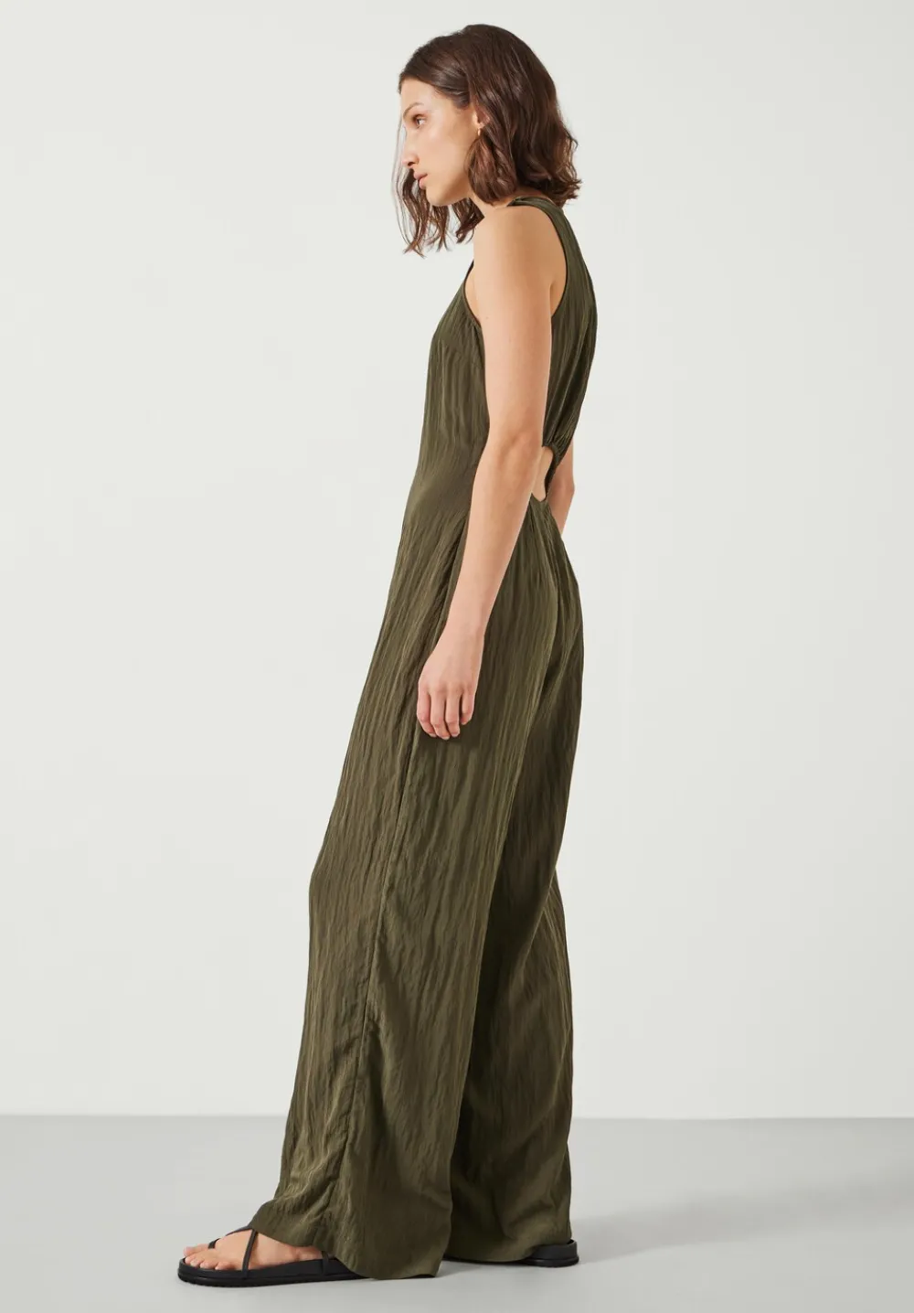 hush Jumpsuits|Sandy Fluid Wide Leg Jumpsuit Dark Green