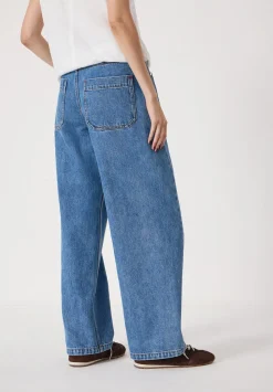 hush Jeans|Saskia Straight Seamed Jeans Mid Blue