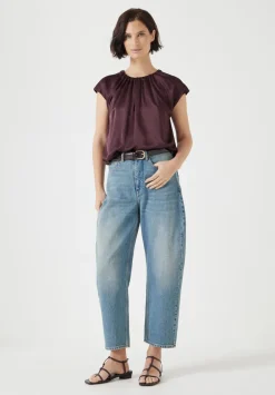 hush Shirts & Blouses|Satin Circular Top Fudge Brown