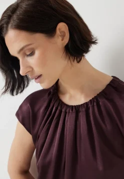 hush Shirts & Blouses|Satin Circular Top Fudge Brown