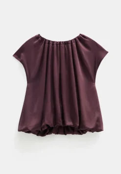 hush Shirts & Blouses|Satin Circular Top Fudge Brown