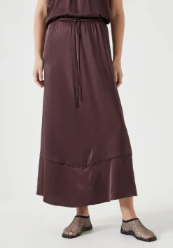 hush Skirts|Satin Maxi Skirt Fudge Brown