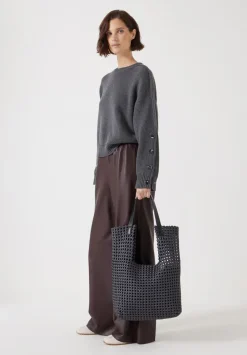 hush Bags|Satin Weave Tote Bag Slate Grey