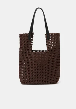 hush Bags|Satin Weave Tote Bag Chocolate Brown