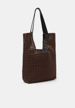 hush Bags|Satin Weave Tote Bag Chocolate Brown