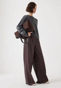 hush Bags|Satin Weave Tote Bag Chocolate Brown