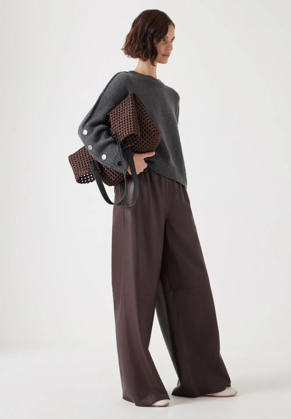 hush Bags|Satin Weave Tote Bag Chocolate Brown