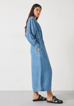 hush Dresses|Savannah Maxi Relaxed Shirt Dress Mid Authentic Blue
