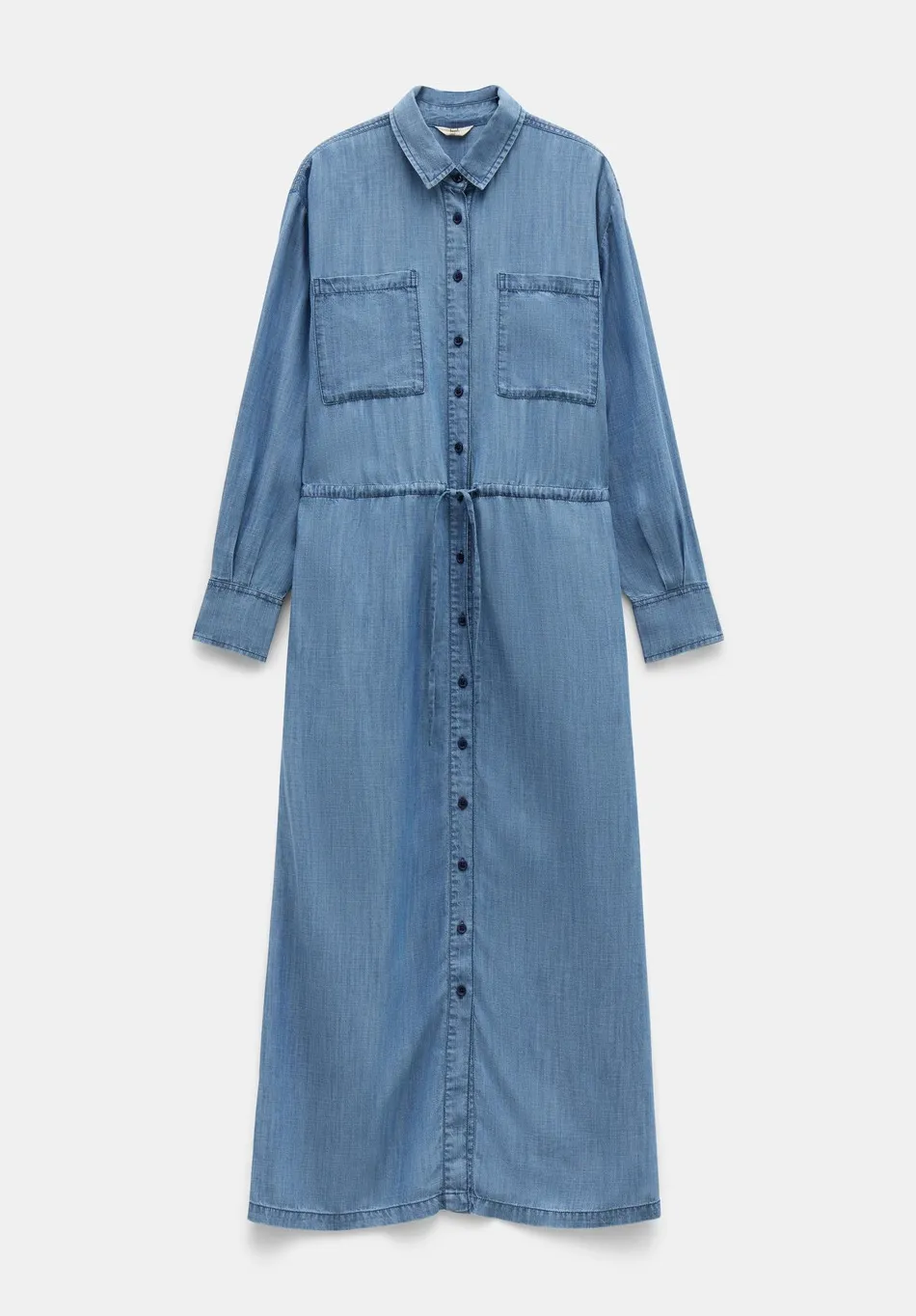 hush Dresses|Savannah Maxi Relaxed Shirt Dress Mid Authentic Blue