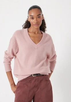 hush Tops & T-Shirts|Scarlett Cashmere V Neck Jumper Rosewood Pink