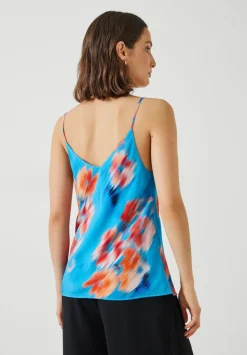 hush Tops & T-Shirts|Scarlett V-neck Cami Blurred Floral Blue
