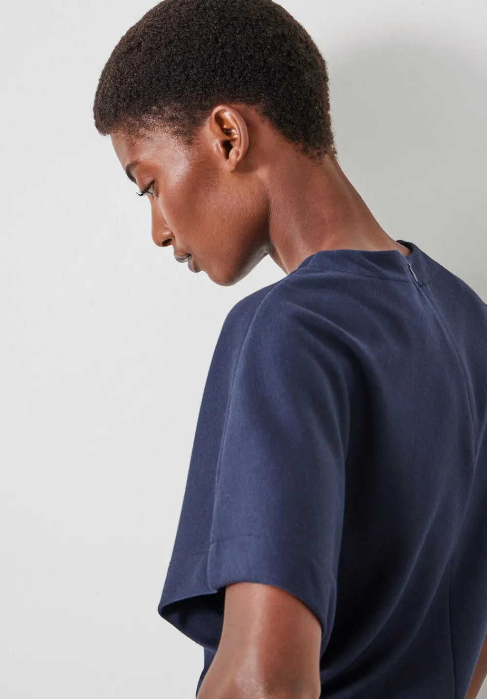 hush Tops & T-Shirts|Seam Detail Short Sleeve Top Navy
