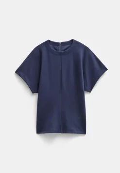 hush Tops & T-Shirts|Seam Detail Short Sleeve Top Navy