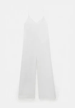 hush Jumpsuits|Dresses|Seersucker Cotton Wide Leg Jumpsuit White
