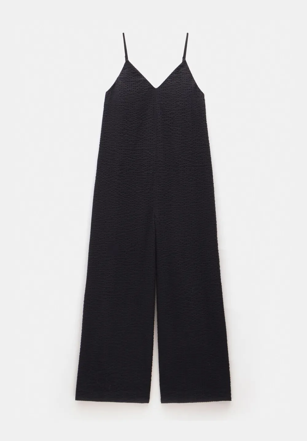 hush Jumpsuits|Dresses|Seersucker Cotton Wide Leg Jumpsuit Black