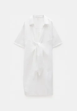hush Swimwear & Beachwear|Seersucker Tie Front Beach Dress White