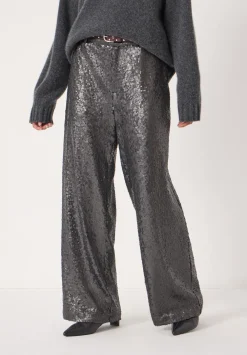 hush Joggers & Leggings|Sequin Wide Leg Trouser Charcoal Grey