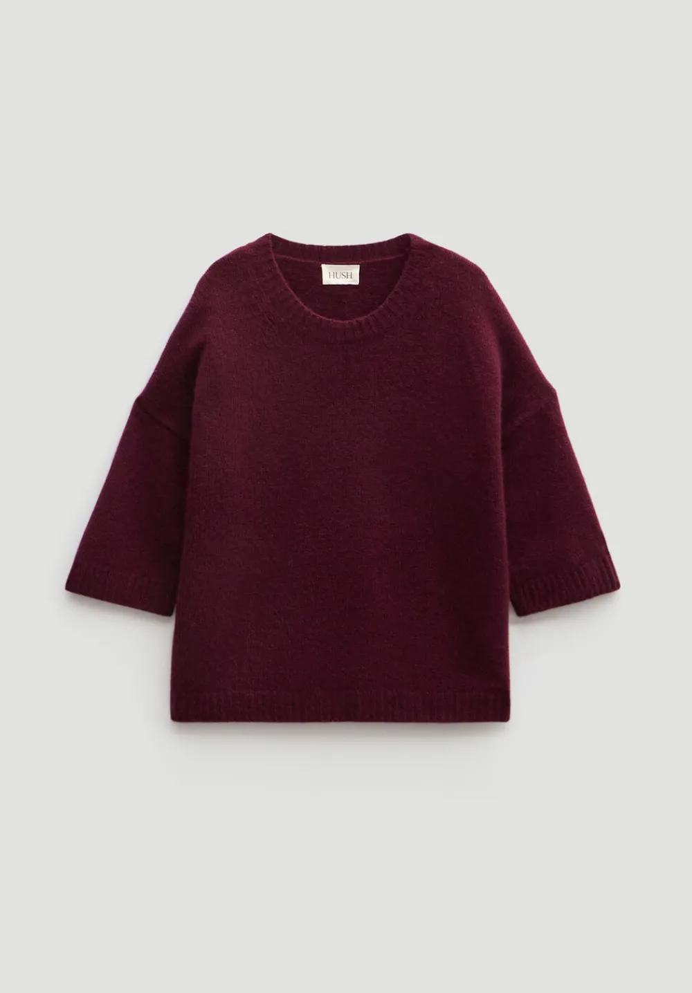 hush Jumpers & Cardigans|Short Sleeve Chunky Cashmere Tee Burgundy Purple