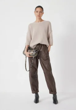 hush Jumpers & Cardigans|Short Sleeve Chunky Cashmere Tee Almond
