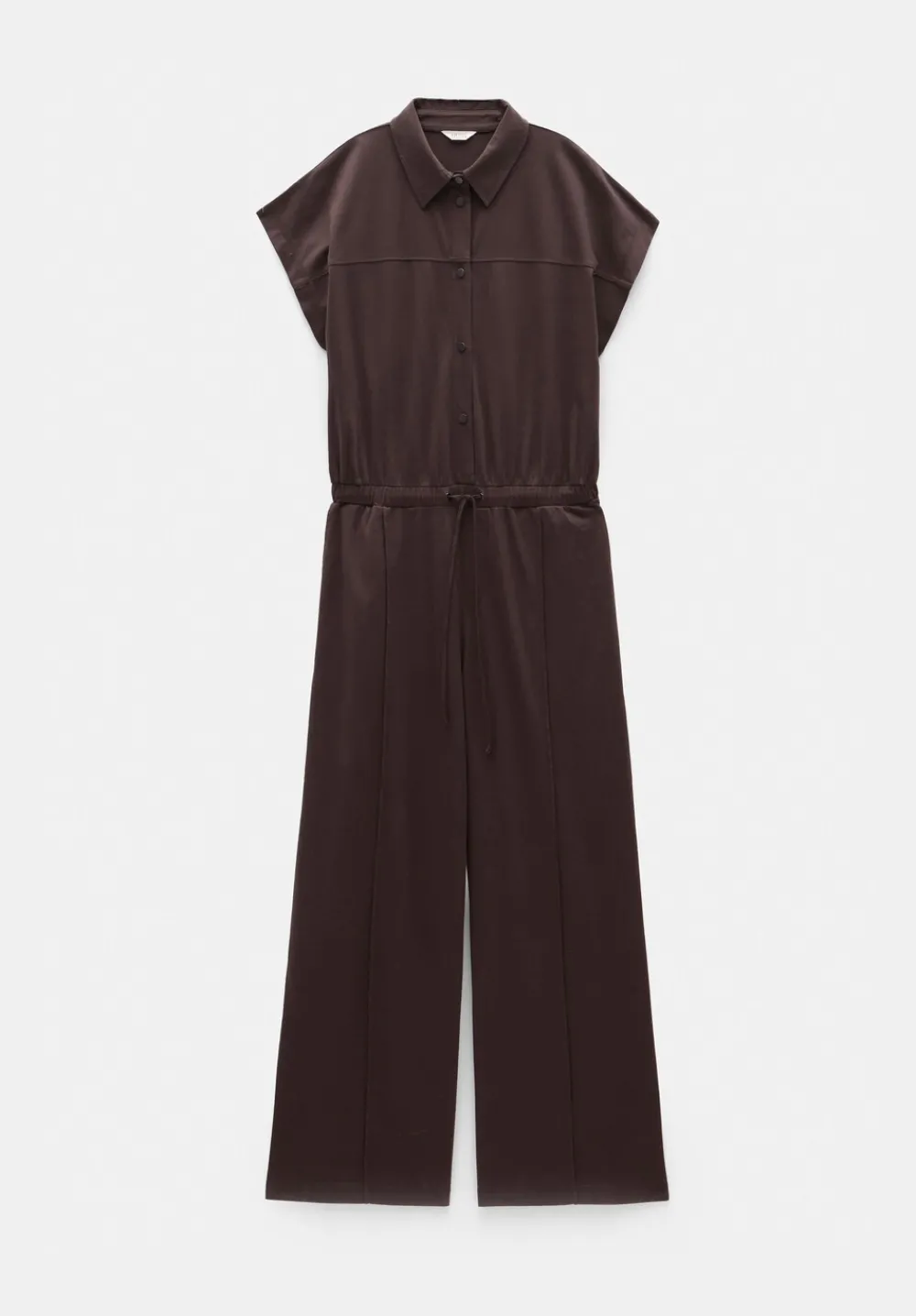 hush Jumpsuits|Dresses|Short Sleeve Wide Leg Jersey Jumpsuit Chocolate brown