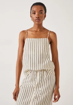 hush Tops & T-Shirts|Sian Stripe Linen Cami Speckle Stripe Navy
