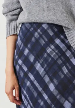 hush Skirts|Simone Crepe Midi Skirt Painted Check Navy