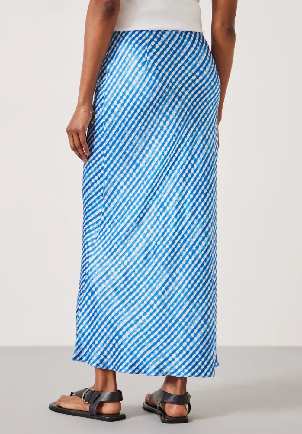 hush Skirts|Simone Slinky Midi Skirt Watercolour Gingham Dark Blue