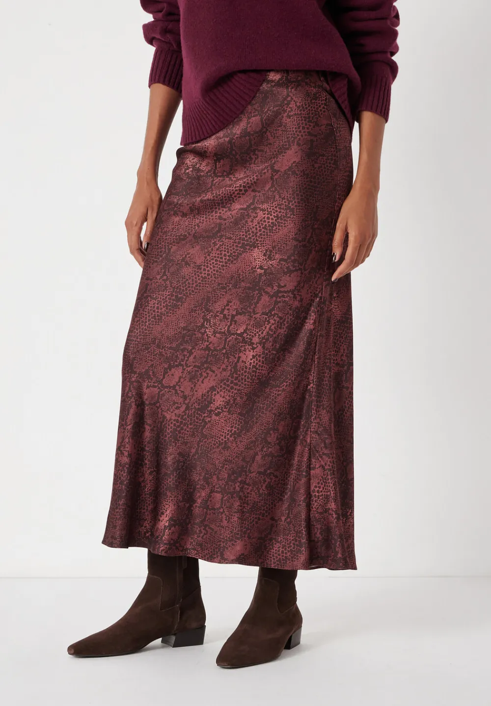 hush Skirts|Simone Slinky Skirt Snake Print Brown
