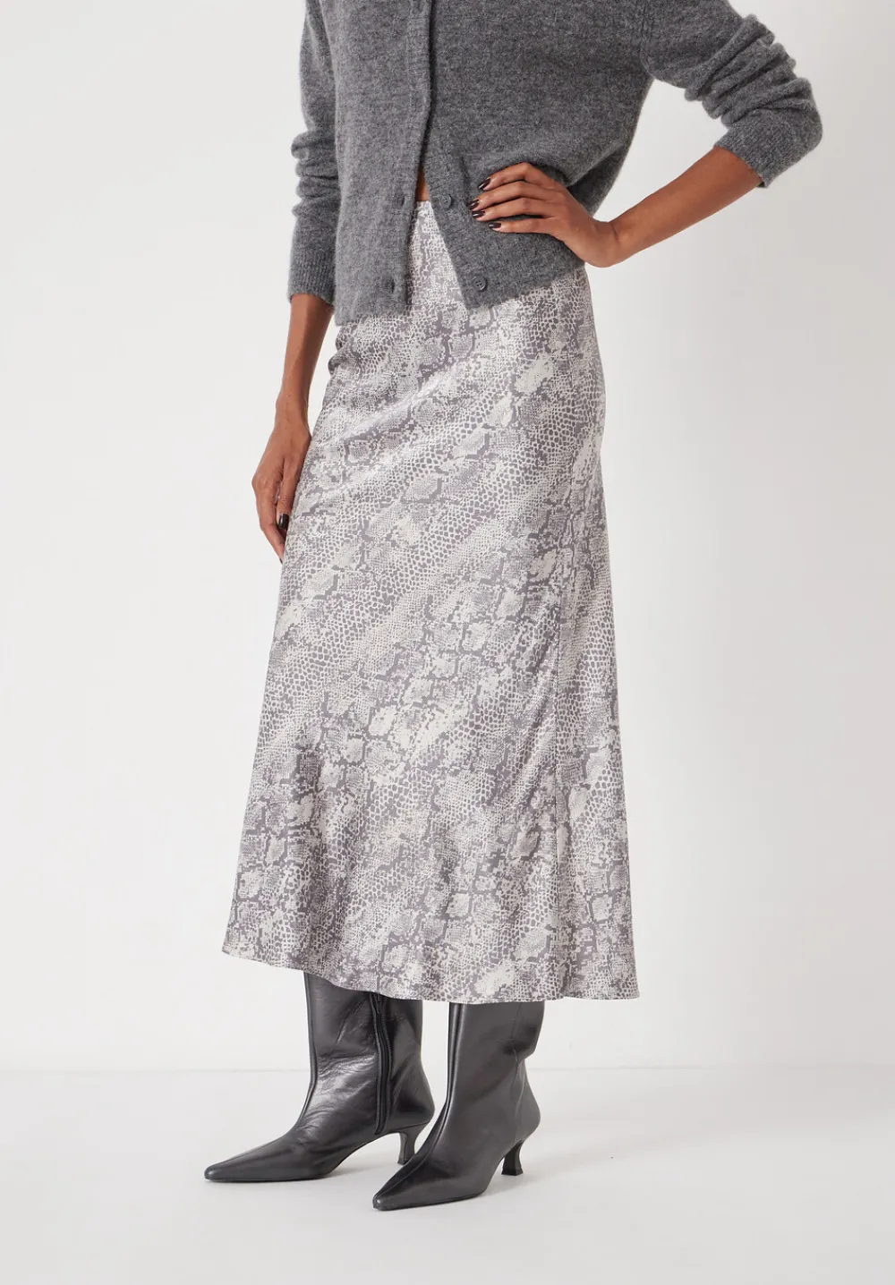 hush Skirts|Simone Slinky Skirt Natural Snake Grey