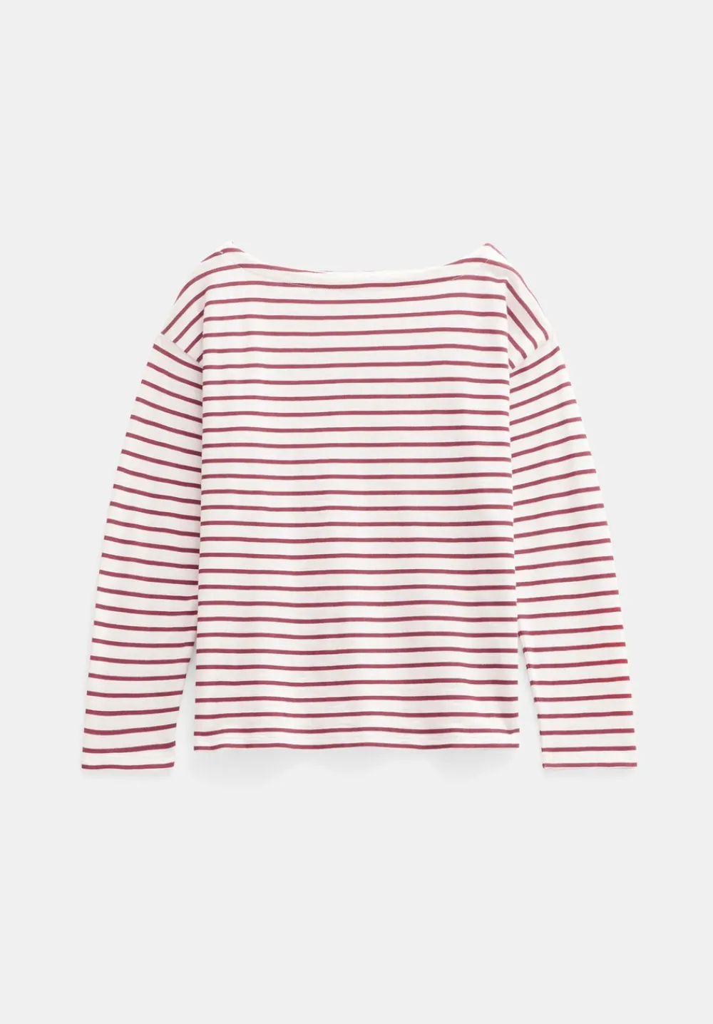hush Tops & T-Shirts|Slash Neck Stripe Top Off White /Bright Red