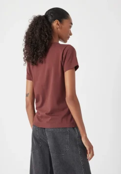hush Tops & T-Shirts|Slim Fit Cotton Crew T-Shirt Burgundy Brown