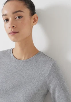 hush Tops & T-Shirts|Slim Fit Ribbed T-Shirt Grey Marl