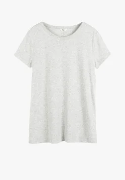 hush Tops & T-Shirts|Slim Fit Slub Cotton Crew Neck T-Shirt Lightest Grey Marl