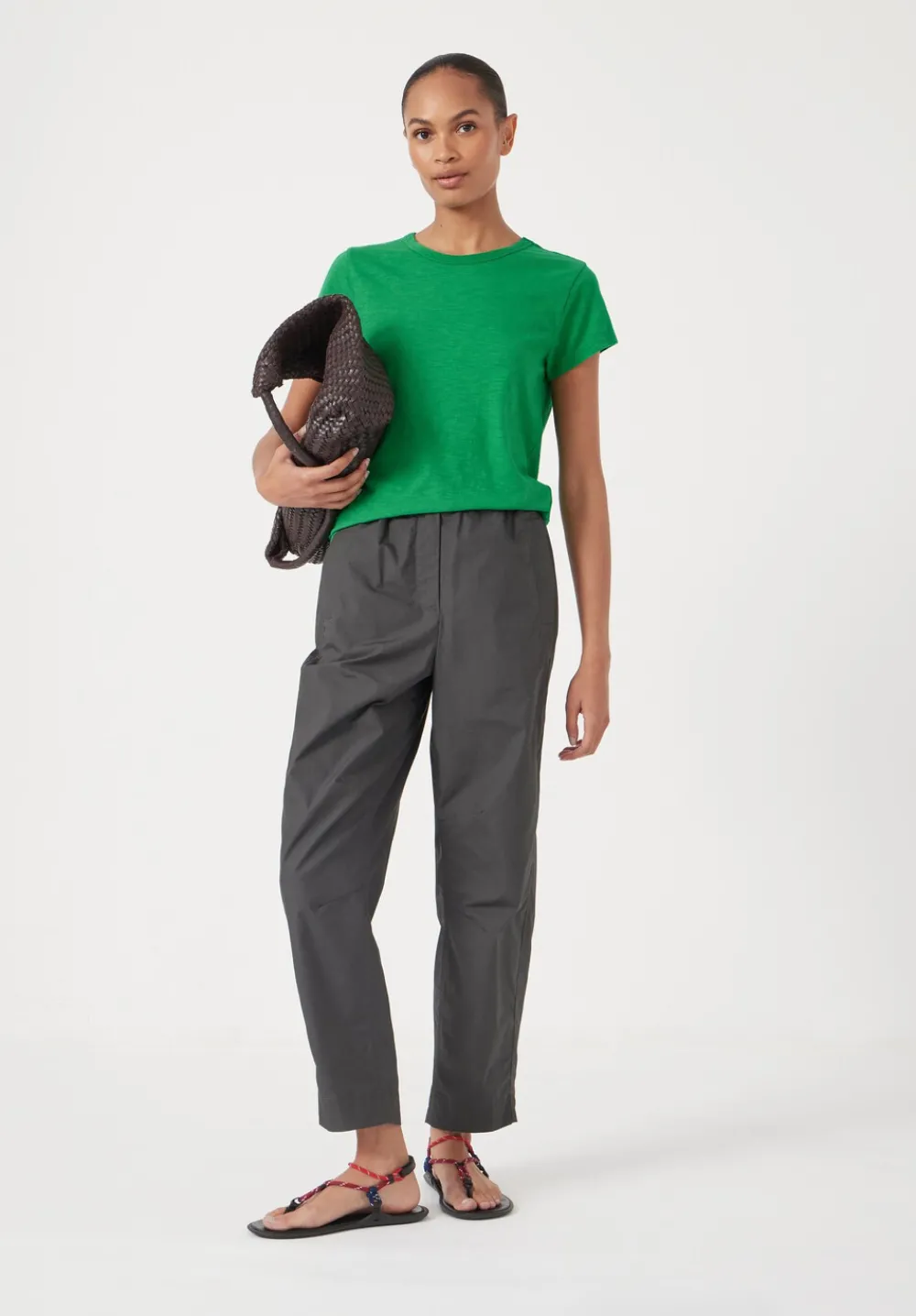 hush Tops & T-Shirts|Slim Fit Slub Cotton Crew Neck T-Shirt Vibrant Green