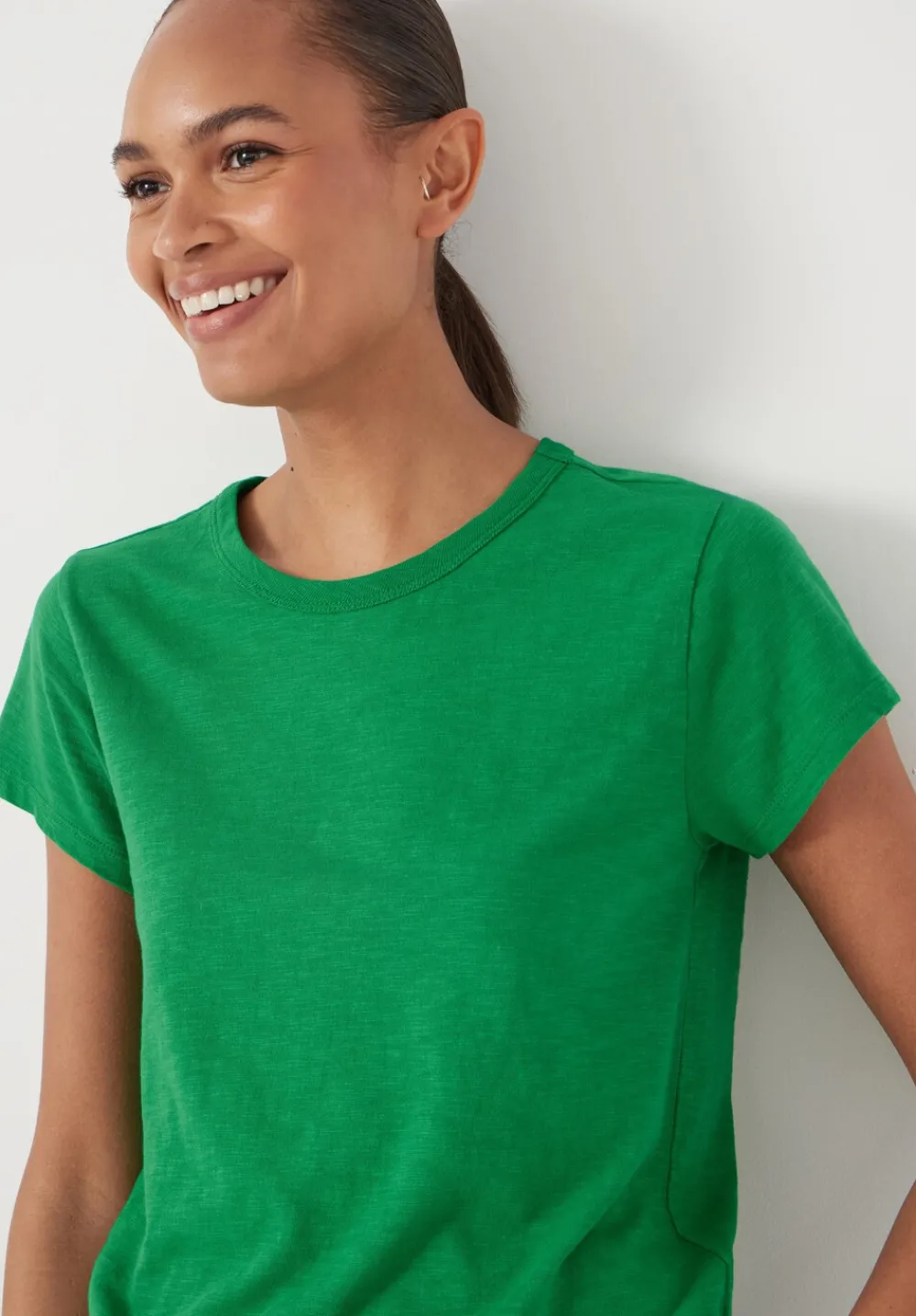 hush Tops & T-Shirts|Slim Fit Slub Cotton Crew Neck T-Shirt Vibrant Green