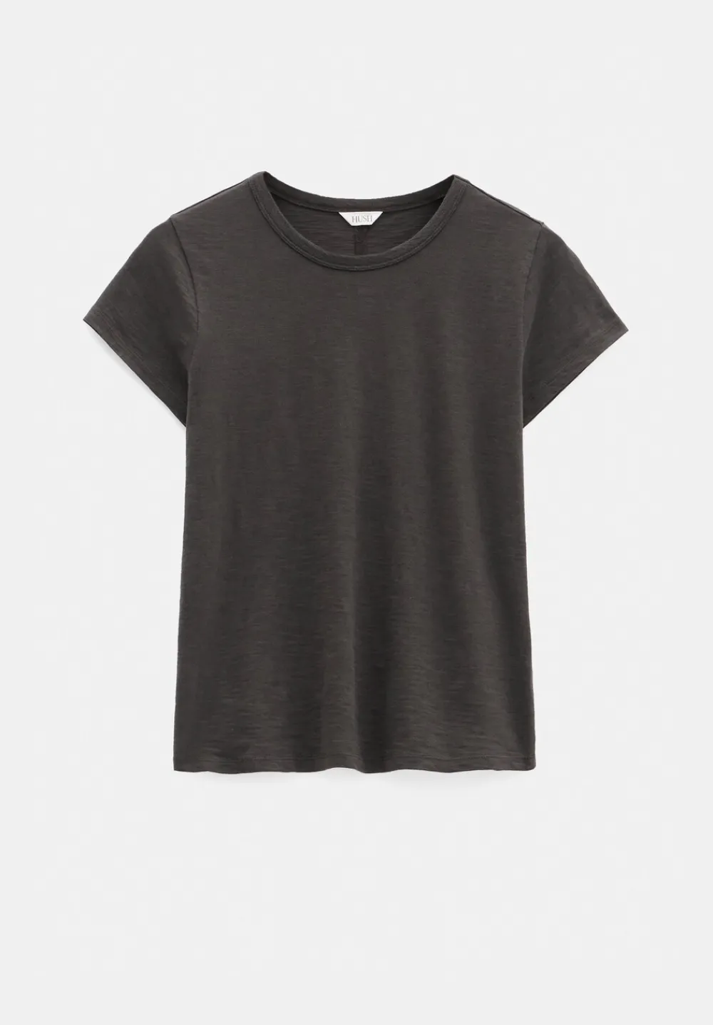 hush Tops & T-Shirts|Slim Fit Slub Cotton Crew Neck T-Shirt Chocolate