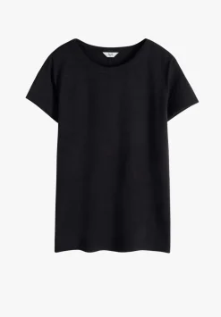 hush Tops & T-Shirts|Slim Fit Slub Cotton Crew Neck T-Shirt Black