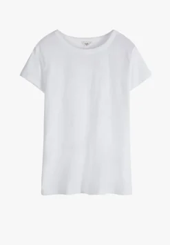 hush Tops & T-Shirts|Slim Fit Slub Cotton Crew Neck T-Shirt White