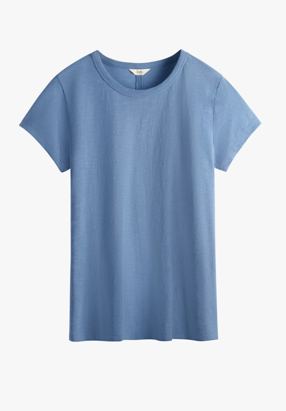 hush Tops & T-Shirts|Slim Fit Slub Cotton Crew Neck T-Shirt Denim Blue