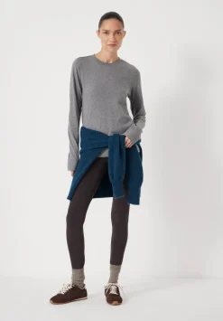 hush Tops & T-Shirts|Slim Long Sleeve T-Shirt Dark Grey Marl