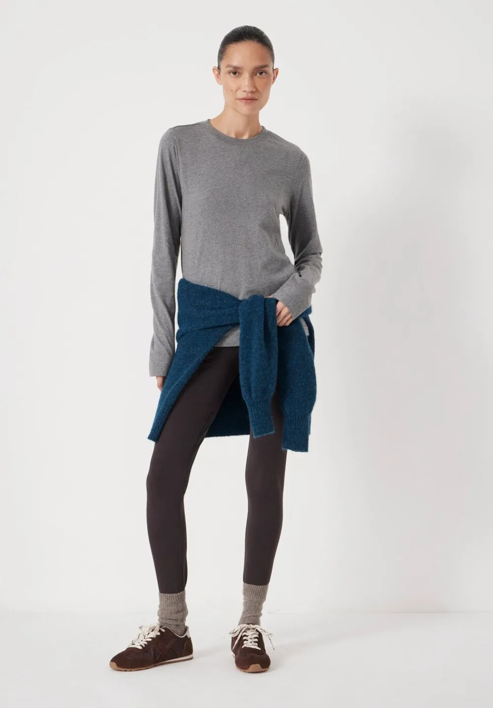hush Tops & T-Shirts|Slim Long Sleeve T-Shirt Dark Grey Marl
