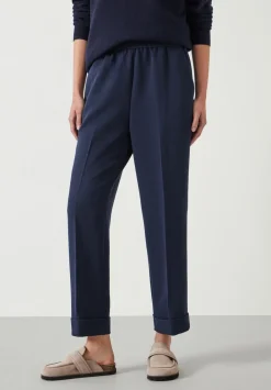 hush Trousers|Slim Pull On Suit Trousers Navy